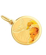 14k REAL Tri Color Gold Religious Baptism Charm Pendant - £242.05 GBP