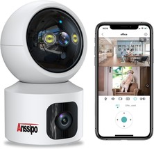2024 New Indoor Camera Baby Monitor with Audio Dual Lens 360 Panoramic Smart Hom - £55.59 GBP