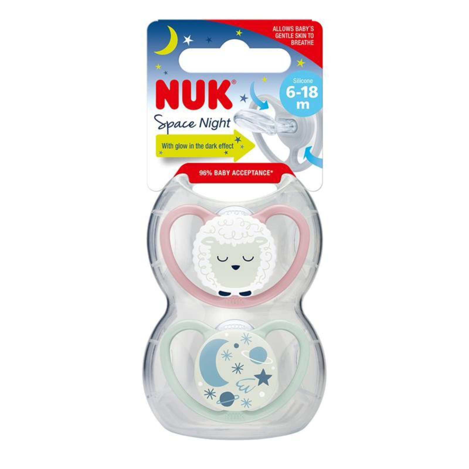 NUK Space Night Soother 6-18 Months Sheep 2 Pack - £63.64 GBP