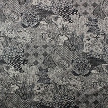 Richloom Sabrina Licorice Black Leaf Floral Paisley Twill Fabric By Yard 54&quot;W - £10.88 GBP