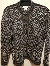 Talbots VTG Nordic Metal Hook Closure Cardigan Holiday Sweater Medium Al... - $38.61