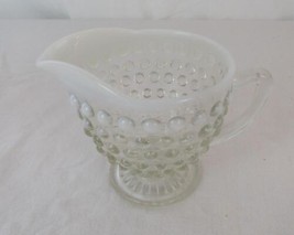 VINTAGE FENTON HOBNAIL GLASS OPALESCENT MOONSTONE CREAMER EUC RG77 - $9.95