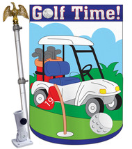 Golf Time - Applique Decorative Aluminum Pole & Bracket House Flag Set HS109038- - £68.41 GBP