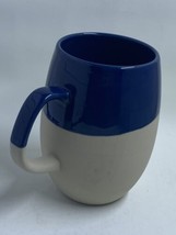 Rare Starbucks Blue Dipped Pottery Mug 2014 14oz Beige Terra Cotta - £10.80 GBP