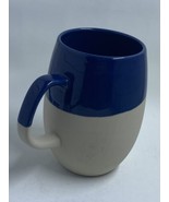 Rare Starbucks Blue Dipped Pottery Mug 2014 14oz Beige Terra Cotta - £10.87 GBP