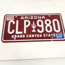 Arizona License Plate 1989 CLP 980 Grand Canyon State Expired Maroon White USA - £22.93 GBP