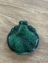Antique Vintage Spinach Jade Chinese Asian Carved Snuff Bottle Dark Green - £233.62 GBP