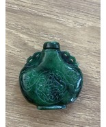 Antique Vintage Spinach Jade Chinese Asian Carved Snuff Bottle Dark Green - £237.97 GBP