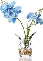 Glass Vase/Blue Orchid Jusdreen Artificial Flower Bonsai With Vibrant Orchid - £30.27 GBP