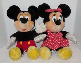 Vintage Exclusive Disneyland Disney World Mickey Minnie Mouse 12&quot; plush toys lot - £39.19 GBP