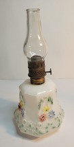 Miniature Milk Glass Antique Oil Lamp 8.5&quot; Tall - £11.99 GBP