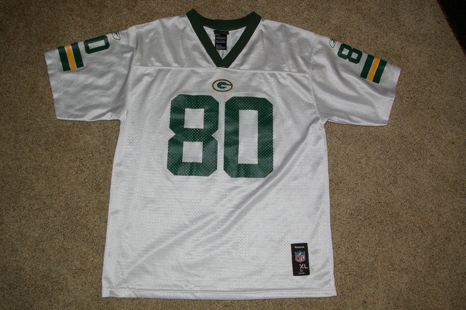 Primary image for Reebok Team Apparel Donald Driver Packers Away White 80 Jersey Size XL (18-20)