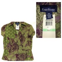 Evan-Picone Womens Green Purple Floral Sheer Top/Blouse Size Petites 8P New - £10.21 GBP