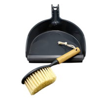 Natural Bamboo Brush and Gray Dustpan with Rubber Lip Set Household Clea... - £7.78 GBP