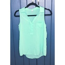 Old Navy Sheer Sleeveless Mint Green Blouse Shirt Small Casual Summer Preppy - £5.55 GBP