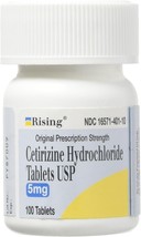 Rising Cetirizine Hydrochloride 5mg Antihistamine Tablets 100 Count - £7.56 GBP