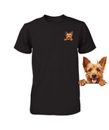 Funny Australian Terrier Dog Peeking Pocket Tshirt Cute Puppy Dog Lover ... - $19.75+