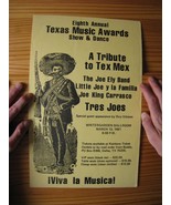 Joe Ely Bande Affiche The Concert Texas Musique Awards 1981 - €76,74 EUR