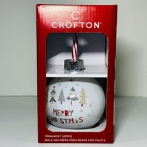 Crofton Ornament Sipper Merry Christmas Drinking Glass 13.5 oz Holiday &amp;... - £9.17 GBP