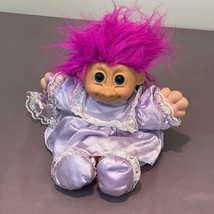 Vintage 12&quot; Russ Berrie Troll Kidz Doll 2325 Purple Dress Girl Plush  Stuffed - £18.76 GBP