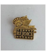 Vintage Rejoice Angel Religious Gold Tone Lapel Hat Pin - $9.41