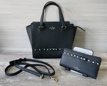 Kate Spade New York Laurel Way Jeweled Small Hadlee Handbag + Wallet Bla... - $146.41