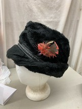 Vintage Winter Black Furry Cap Hat Cossack Ambassador Russian Tiki Trapp... - $49.99