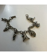 Silver Plated &amp; Turquoise Western Cowboy Cowgirl 6.5” Charm Bracelet - $27.24 CAD