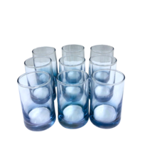 9 Glass Blue Fade to Clear Weighted 4 oz Glasses Bar Juice 3.5 Tall Excellent - £38.83 GBP