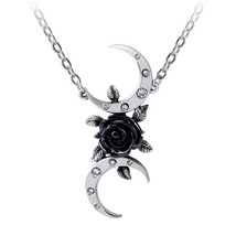 Alchemy Gothic The Black Goddess Necklace Necklace Moons Rose Crystals P870 New - £33.69 GBP