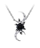 Alchemy Gothic The Black Goddess Necklace Necklace Moons Rose Crystals P... - $42.95