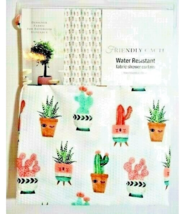 Friendly Cacti Shower Curtain Polyester Cactus Pots Succulents Water Res... - €14,53 EUR