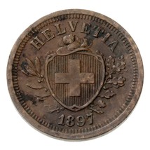 1897 Switzerland Rappen Coin in Very Fine Condition, KM# 3.1 - £50.63 GBP
