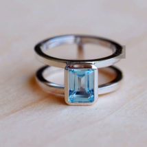 AAA Blue Topaz Ring, 925 Sterling Silver Statement Ring, Topaz Gold Ring - £70.93 GBP