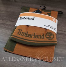 Timberland Hat Beanie &amp; Scarf Wheat Grape Leaf Reversible Jacquard Set G... - £37.65 GBP