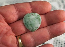 Genuine Natural Moss in Snow Burmese A Grade Jadeite Jade Heart Shaped P... - £75.71 GBP