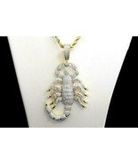 10K Yellow Gold Over Men&#39;s 2.00 CT Round Diamond Scorpion Pendant Animal... - $223.17