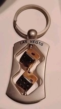 Las Vegas Keychain w/Dice that Spin Silver Gold Keyring Double Dice Souv... - $14.02