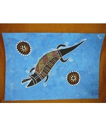 AUS-20 Crocodile blue Australian Native Aboriginal PAINTING Artwork T Mo... - £53.92 GBP