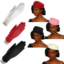 Dressy Felt Pillbox Hat &amp; Fashion Gloves - Party Wedding Church Retro - Hey Viv - £30.02 GBP