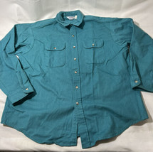 VTG Five Brother Men&#39;s Flannel Work Shirt Army Military Teal XXL 2X - £11.79 GBP