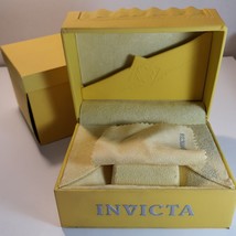 Invicta Mens Classic Watch Box Yellow Leather Cloth One Slot Medium Empty Case - £43.46 GBP