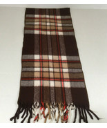 Vintage wide style brown plaid neck scarve scarf  unisex fall winter acc... - $19.75