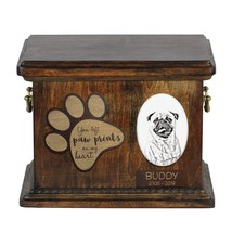 Urn for dog’s ashes with ceramic plate and description - Pug, ART-DOG - £78.95 GBP