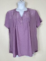 NWT Notations Womens Plus Size 2X Purple Pleated V-neck Top Short Sleeve - £15.47 GBP