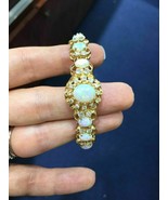 12Ct Oval Simulated Fire Opal  Bangle Bracelet Gold Plated 925 Silver  - €172,58 EUR