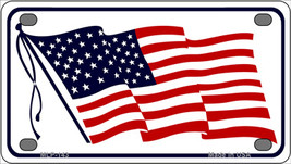 American Flag Waving White Novelty Mini Metal License Plate Tag - £11.67 GBP