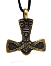 Bronze Thors Hammer  Necklace Pendant Protection Rune Reverse Norse-Pagan Viking - £20.24 GBP