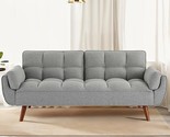 Futon Sofa Bed, 75.9 Inch Convertible Sectional Fabric Sleeper Couch, Sp... - £488.93 GBP