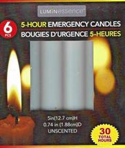 Emergency Candles ~1-Box ~6ct~Survival, Storm-Camping~5-Hour Burn~Each C... - $6.97